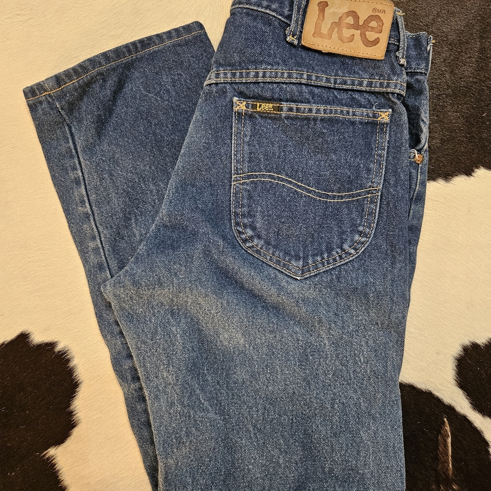 VINTAGE 1980s Classic Men's Dark Blue Straight-Leg Jeans Unisex DENIM